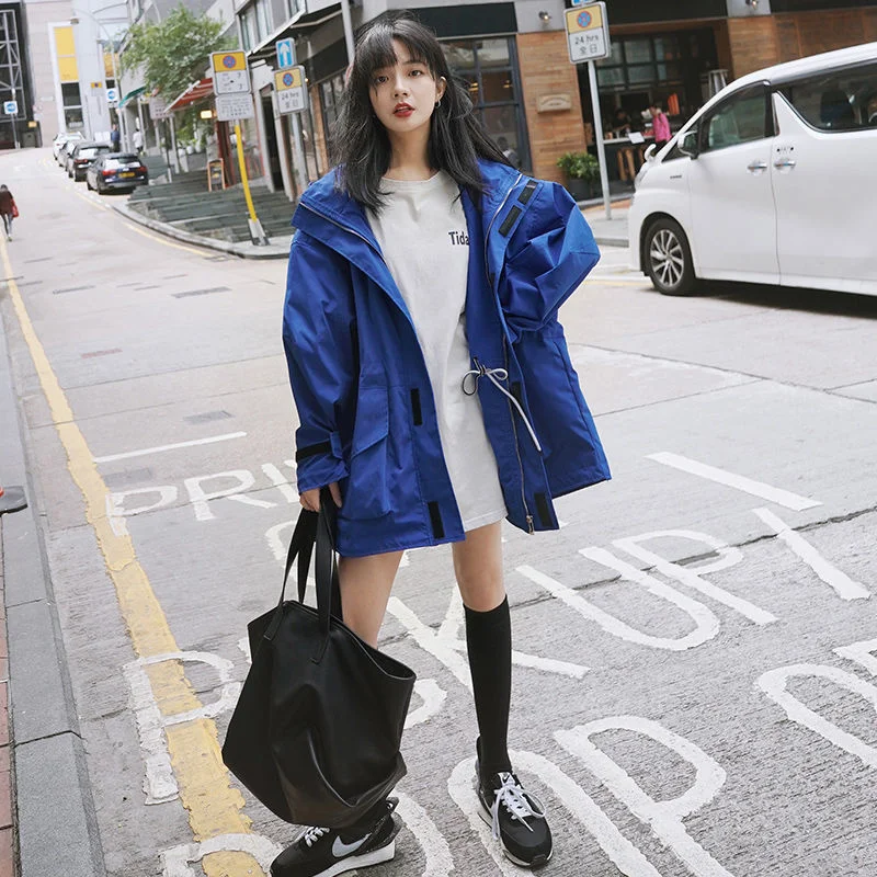 Цвет хаки ветровка Осеннее винтажное Женское пальто Тренч Женская парка куртка