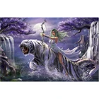 5D алмазная живопись Фантазия девушка зеленые волосы эльф лук белый тигр Стразы DIY Алмазная вышивка крестиком Декор Большой