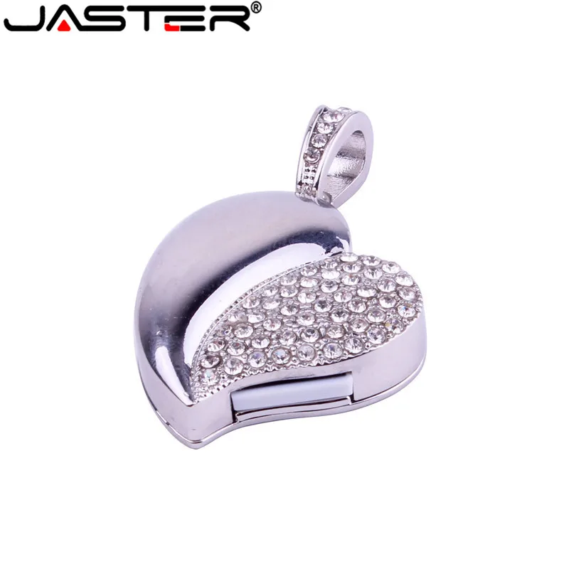 Usb флеш накопитель JASTER в форме сердца с кристаллами 4/16/32/64 ГБ|USB флэш-накопители| |