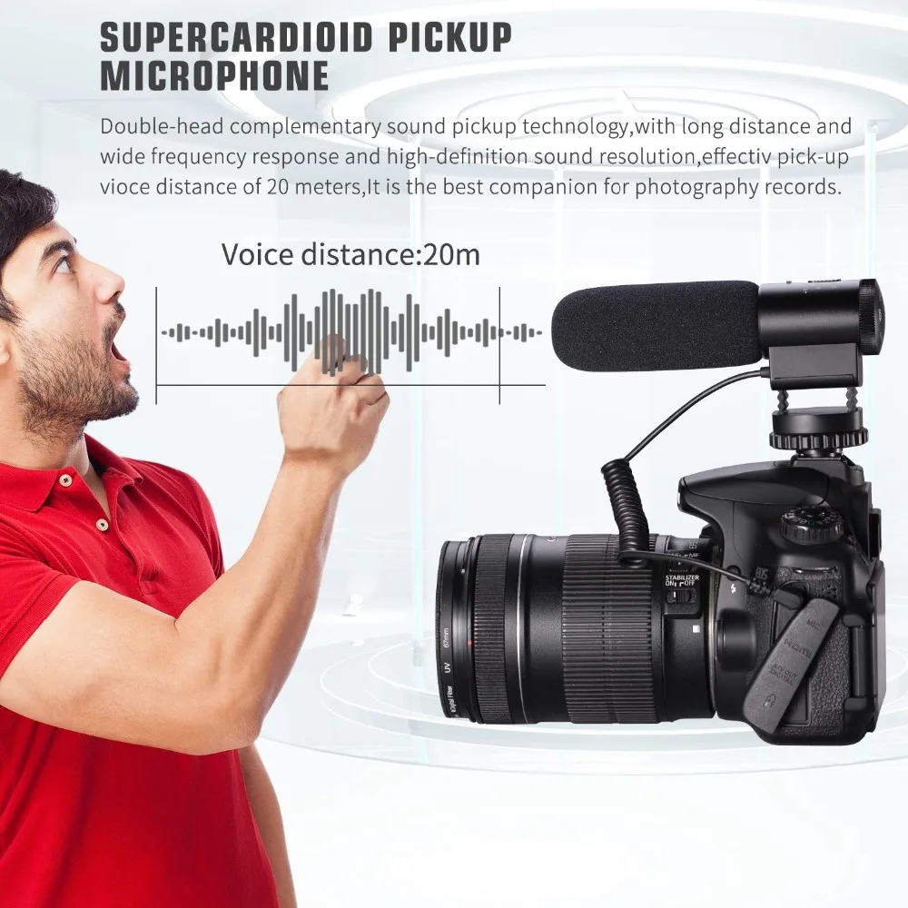 

MAMEN MIC-03 Camera Microphone 3.5mm MIC Plug Condenser Recording Microfone for Nikon Canon Sony DSLR DV Vlog Microphone