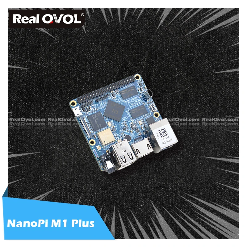 RealQvol FriendlyELEC NanoPi M1 Plus Development Board Allwinner H3 четырехъядерный Cortex-A7 1,2 ГГц, 1 Гб оперативной памяти DDR3, 8 Гб eMMC