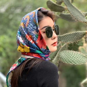 Модные принты 100% шелковый шарф шаль платок хиджаб для женщин