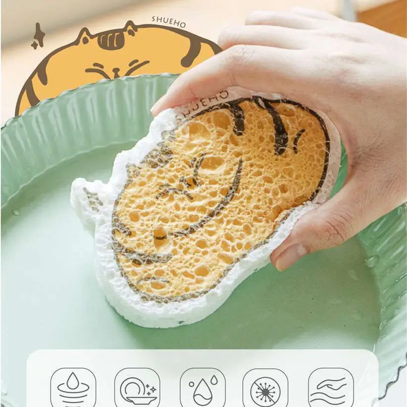 

Cellulose Sponge Dishcloth Oil-Free Kitchen Absorbent Dishwashing Cloth Gadget Environmentally Friendly Degradable Magic Sponge