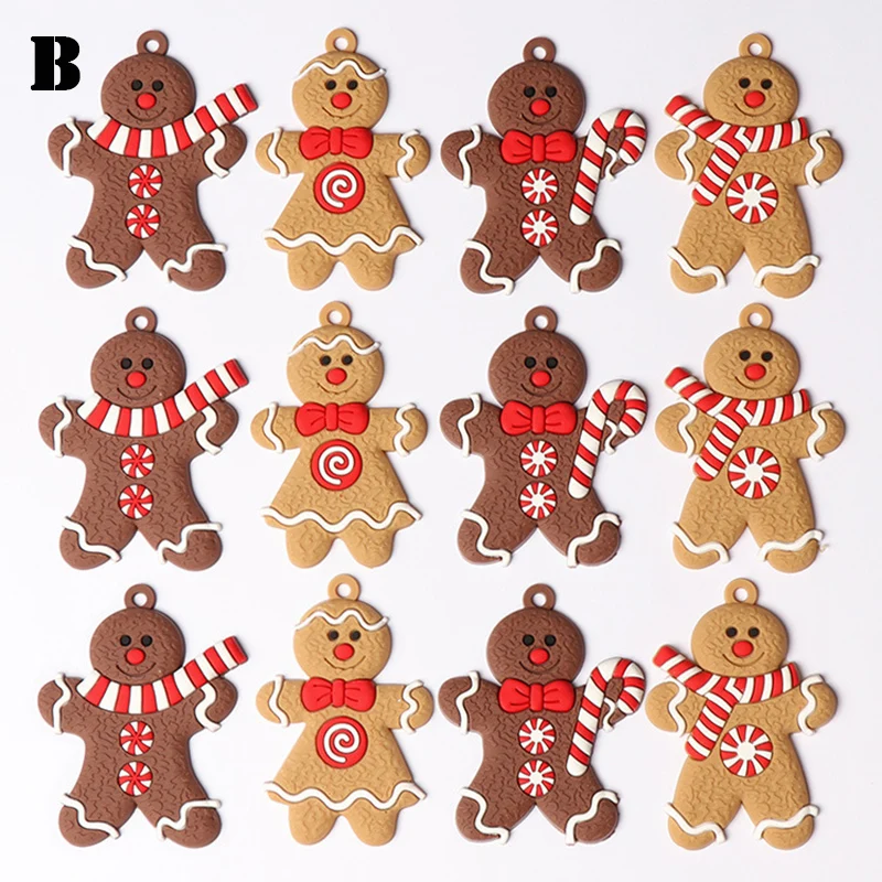 

12/Pcs Gingerbread Man Ornaments for Christmas Tree Decorations Hanging Charms Figurine home decor christmas