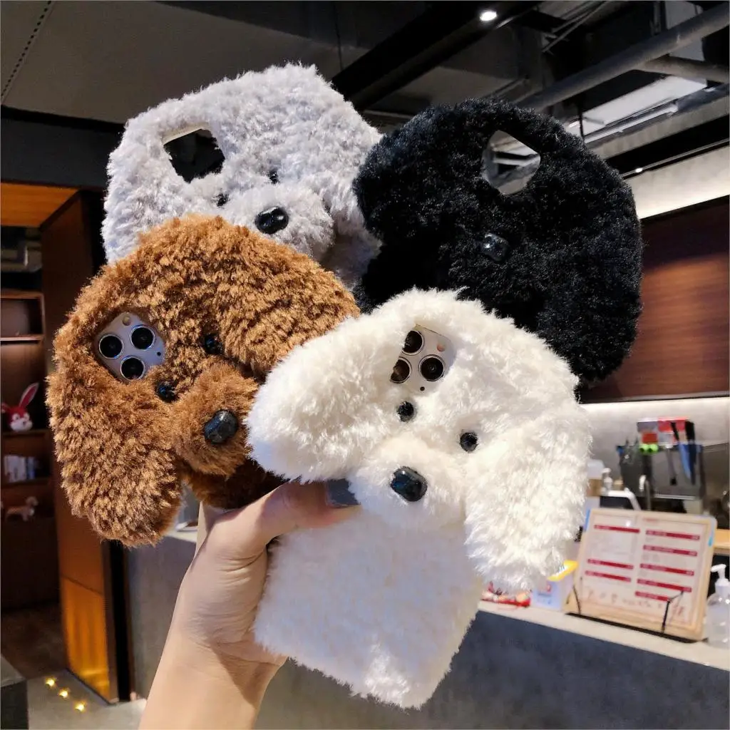 

Plush Teddy Dog Bear Soft Silicon Cover For Samsung Galaxy A12 M01 A01 A20S A30 A10 Note 9 8 M31S A21S S20 FE 5G S8 S9 Plus Case