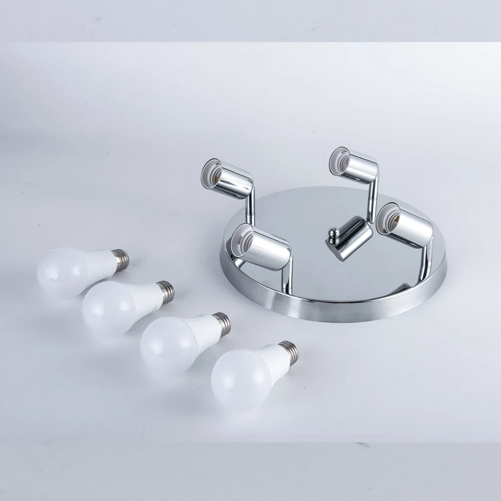 $30.25 4 heads led ceiling light with silver black white body E27 socket ceiling lamp apply for indoor living dining room lighting