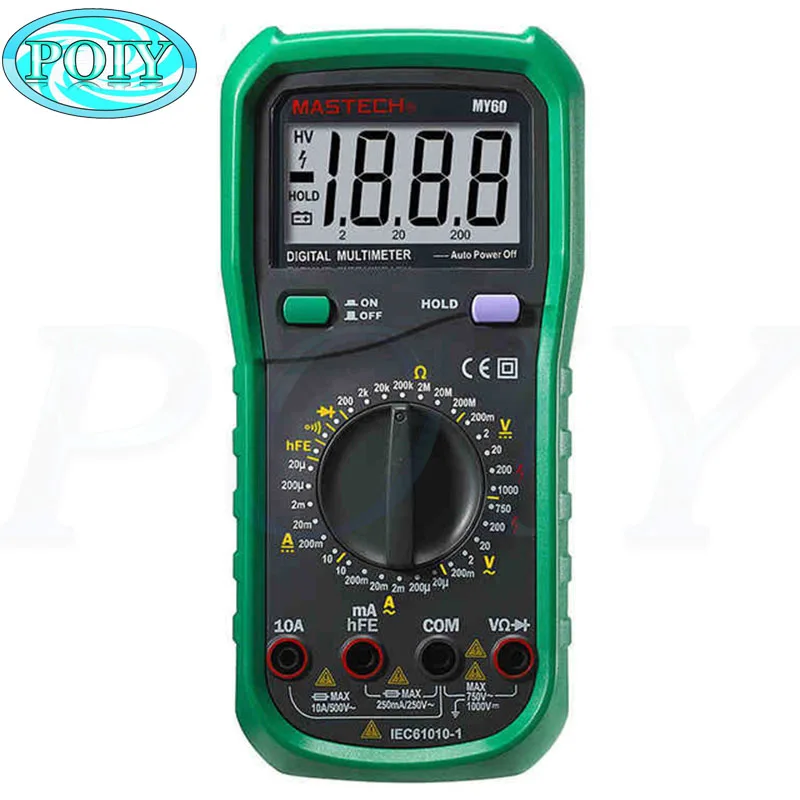 MASTECH MY60 2000 отсчетов Цифровой мультиметр DMM AC/DC Вольтметр Амперметр Омметр тест er hFE