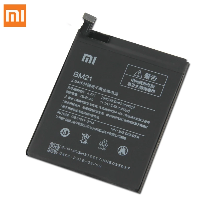Сменный аккумулятор для Xiao mi Red mi Note 5," Redrice Note BM21, настоящий аккумулятор для телефона 2900 мАч