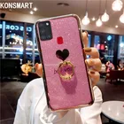 Чехол KONSMART для Samsung A21S, блестящий, с кольцом на палец, роскошный силиконовый мягкий чехол для телефона Samsung Galaxy A21S, чехол с держателем