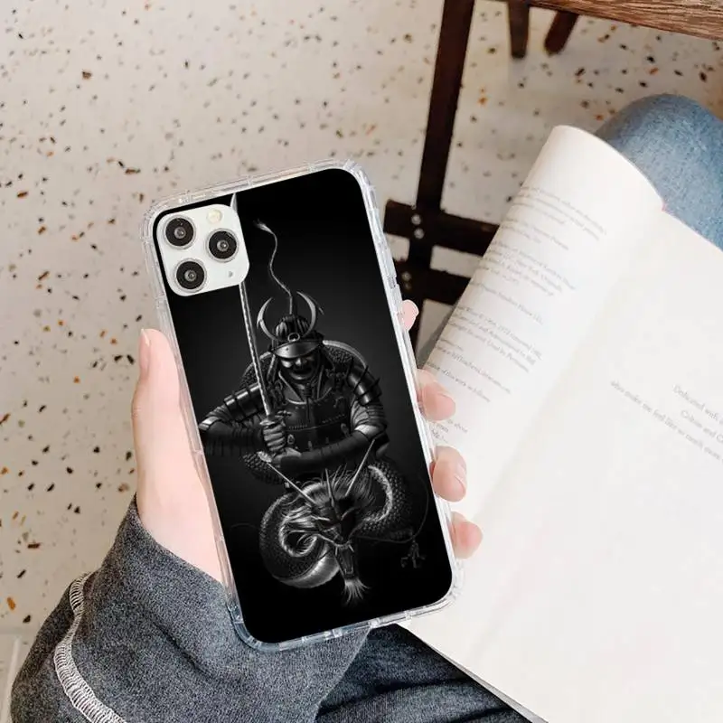 

Japanese samurai oni mask Phone Case Transparent for iPhone 11 12 mini pro XS MAX 8 7 6 6S Plus X 5S SE 2020 XR