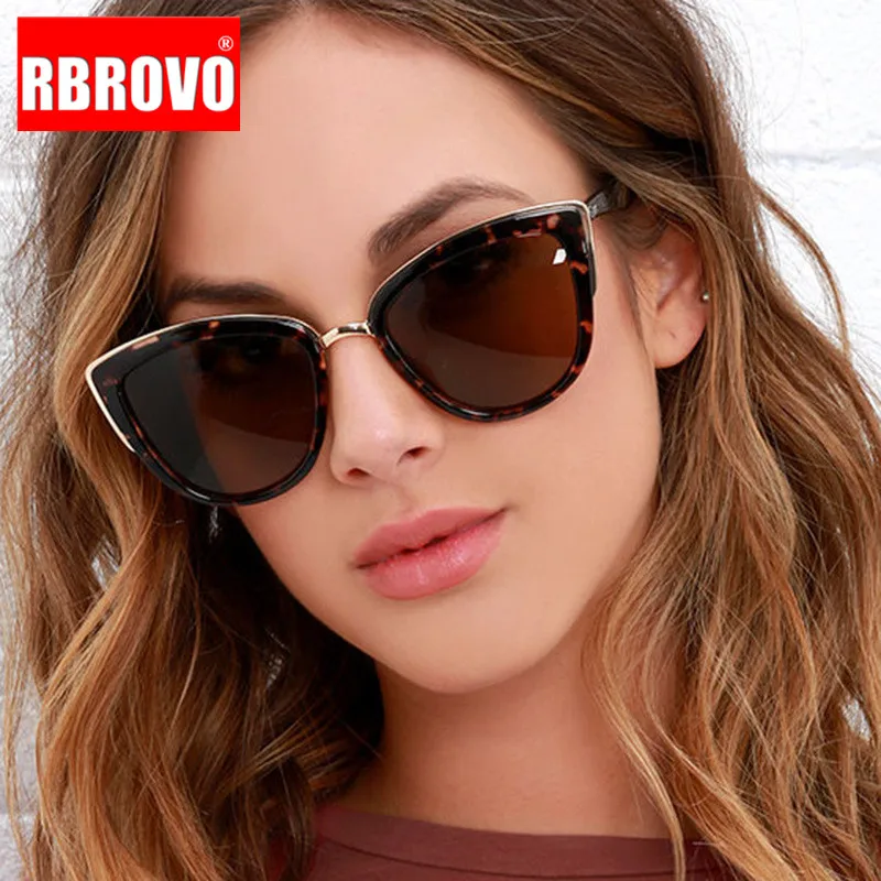 RBROVO Модные металлические солнцезащитные очки для женщин винтажные очки «кошачий глаз» Для женщин зеркальные Ретро вечерние очки UV400