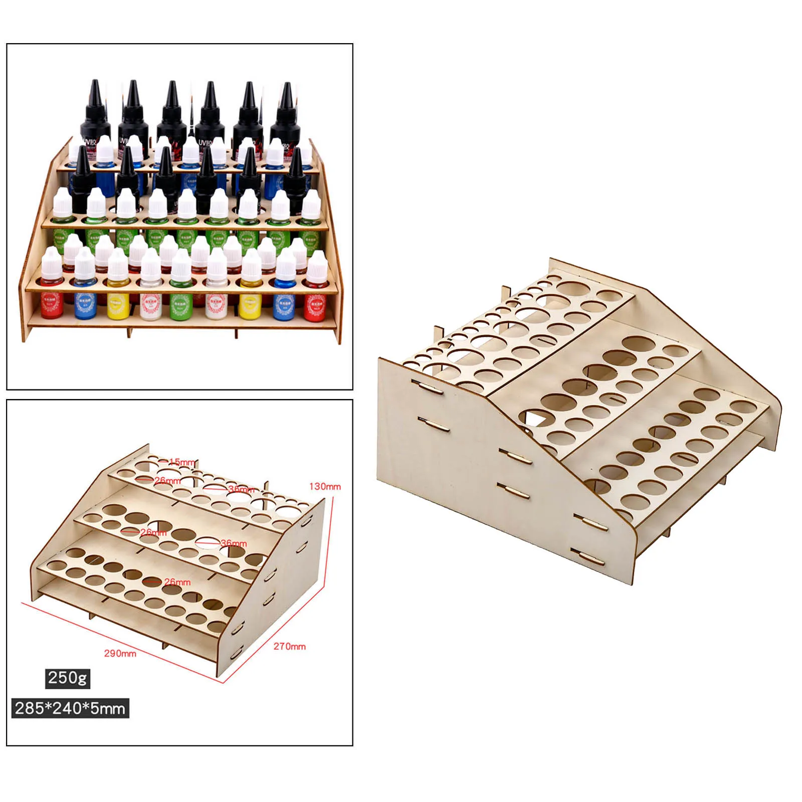 

64 Pots Module Paint Pigment Bottle Epoxy Tool Wooden Storage Rack Cabinet