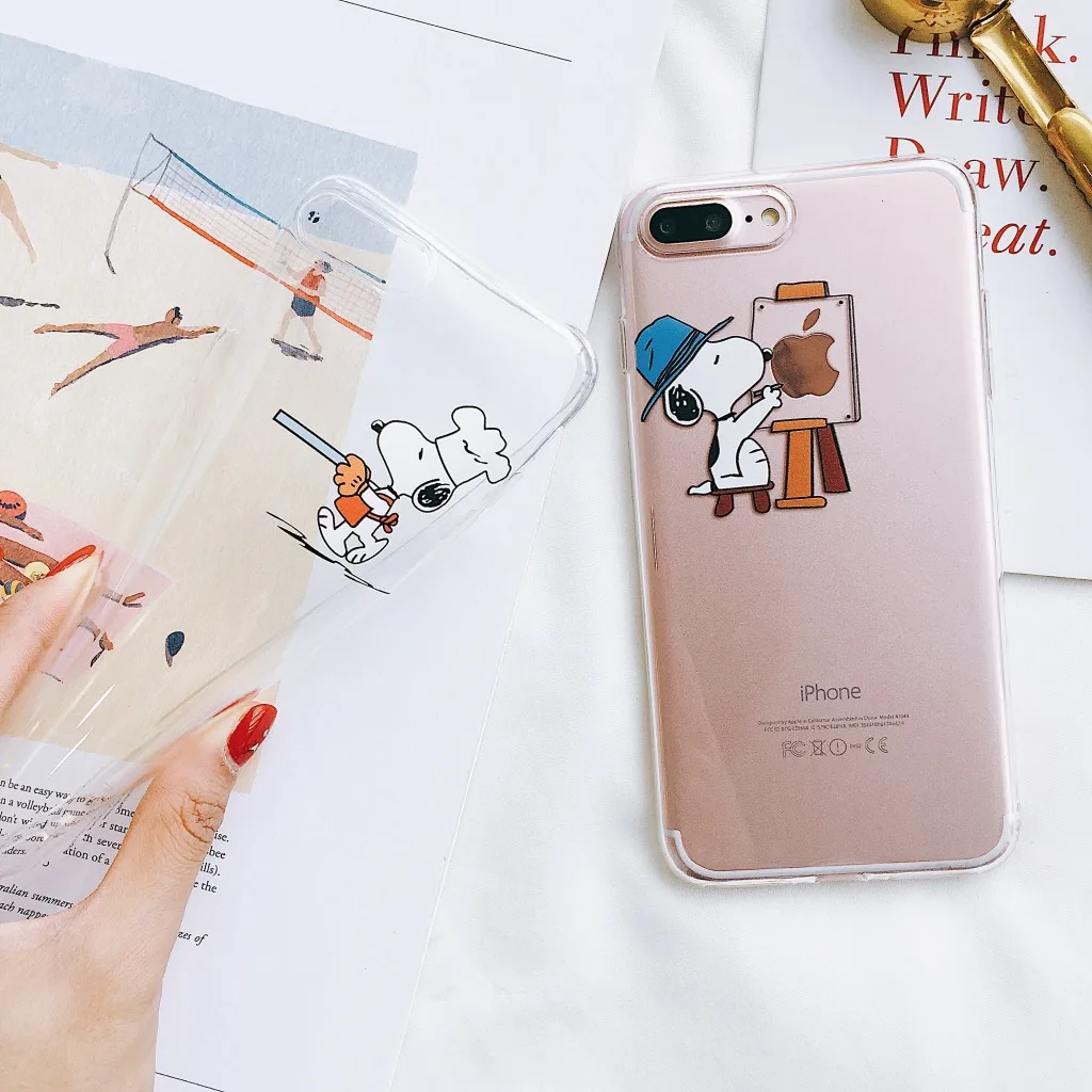 Прозрачный защитный чехол с милым мультяшным щенком для iPhone 8 7 6 6s Plus Xr X Xs Max дизайн