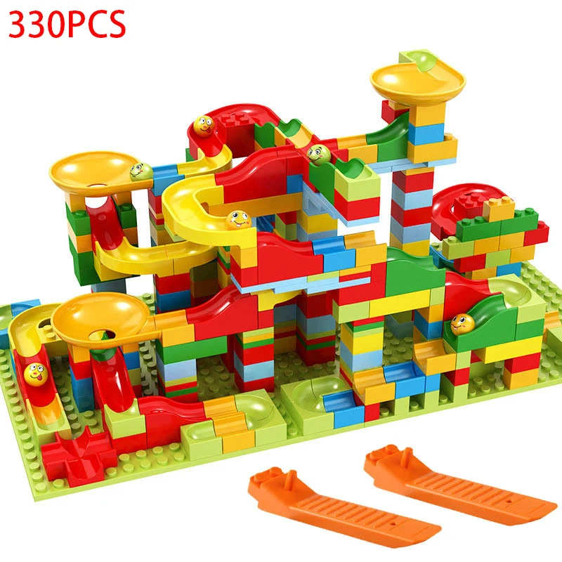

New Race Run Funnel Variety Slide Track Maze Ball Building Blocks Kit Small Bricks Ideas DIY Assembly Toys For Children