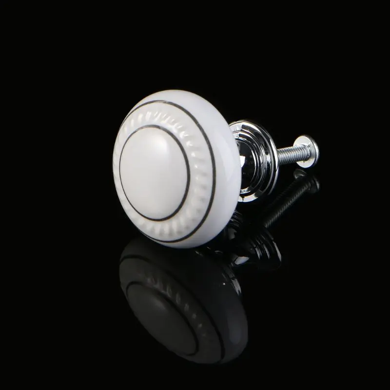 

203F White Ceramic Door Knob Drawer Wardrobe Kitchen Cabinet China Pull Handle New