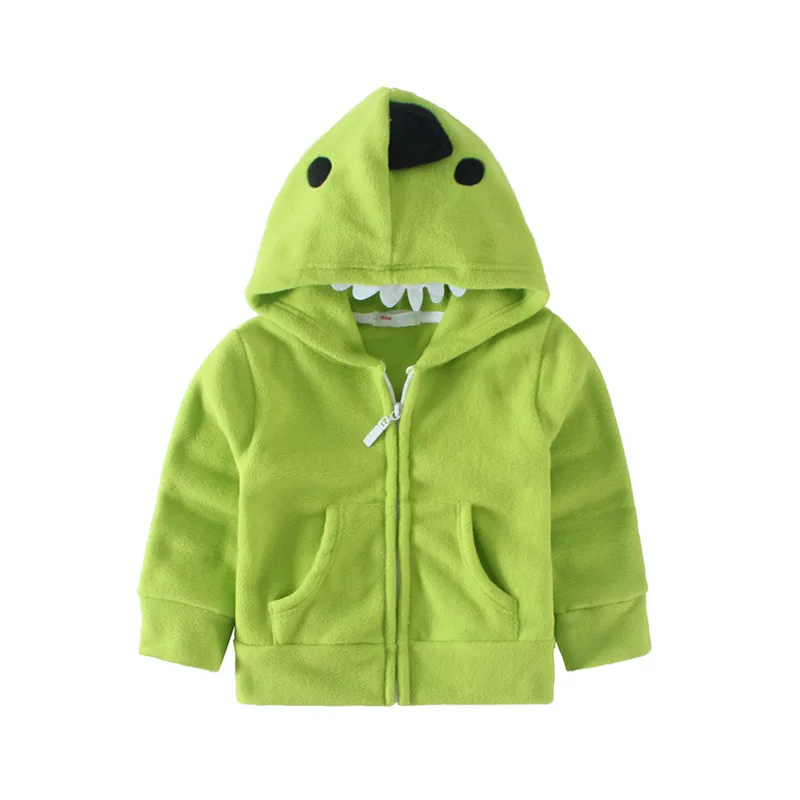 Green Shark Mudkingdom/пальто с капюшоном с изображением животных для маленьких мальчиков и девочек; яркие Зимние флисовые пальто - Цвет: Green Shark