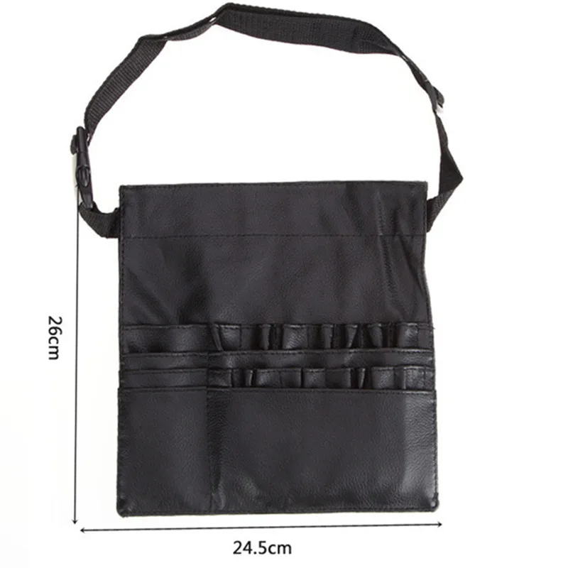 Большая вместительная черная полиуретановая косметичка поясная сумка для