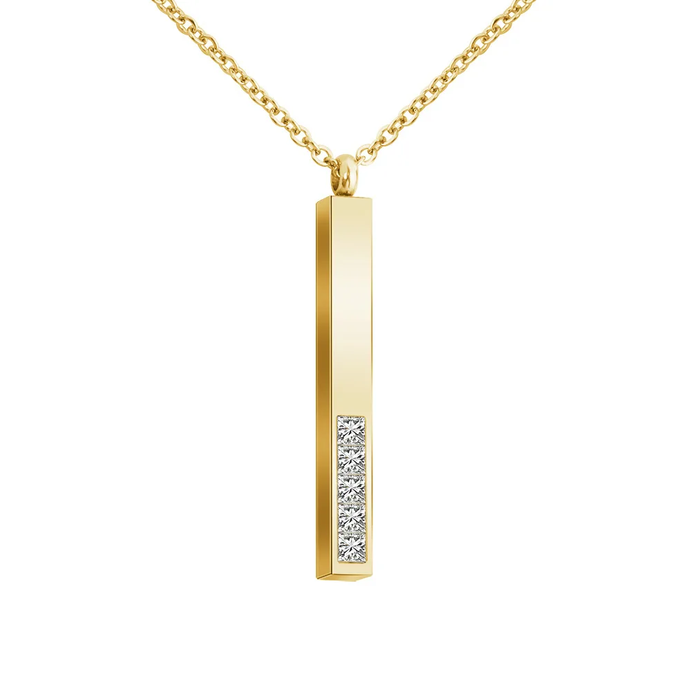 Customized Stainless Steel Bar Necklace Women Love Crystal Necklaces & Pendants Personalized Gift
