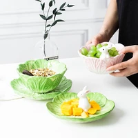 ceramic childrens tableware rabbit cabbage bowl cartoon animal tableware fruit salad dessert bowl kitchen dinnerware sets