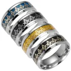Мужское кольцо из нержавеющей стали BAECYT, винтажное титановое кольцо в стиле ретро, панк, серебряного цвета, масон, масонство