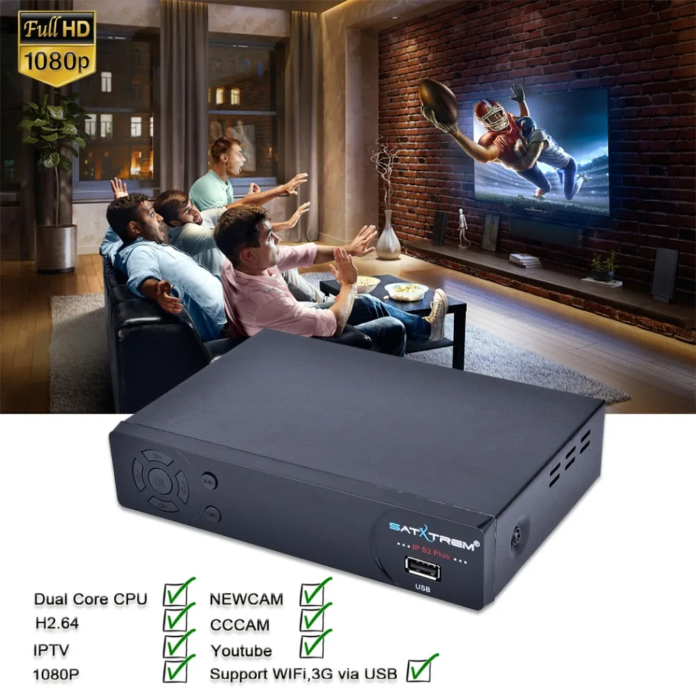 satxtrem ips2 iptv спутниковый ресиверwith usb wifi oscam cccam receptor azamerica телевизор ресивер тв тюнер скалер универсальный Приставка для цифрового ТВ для России