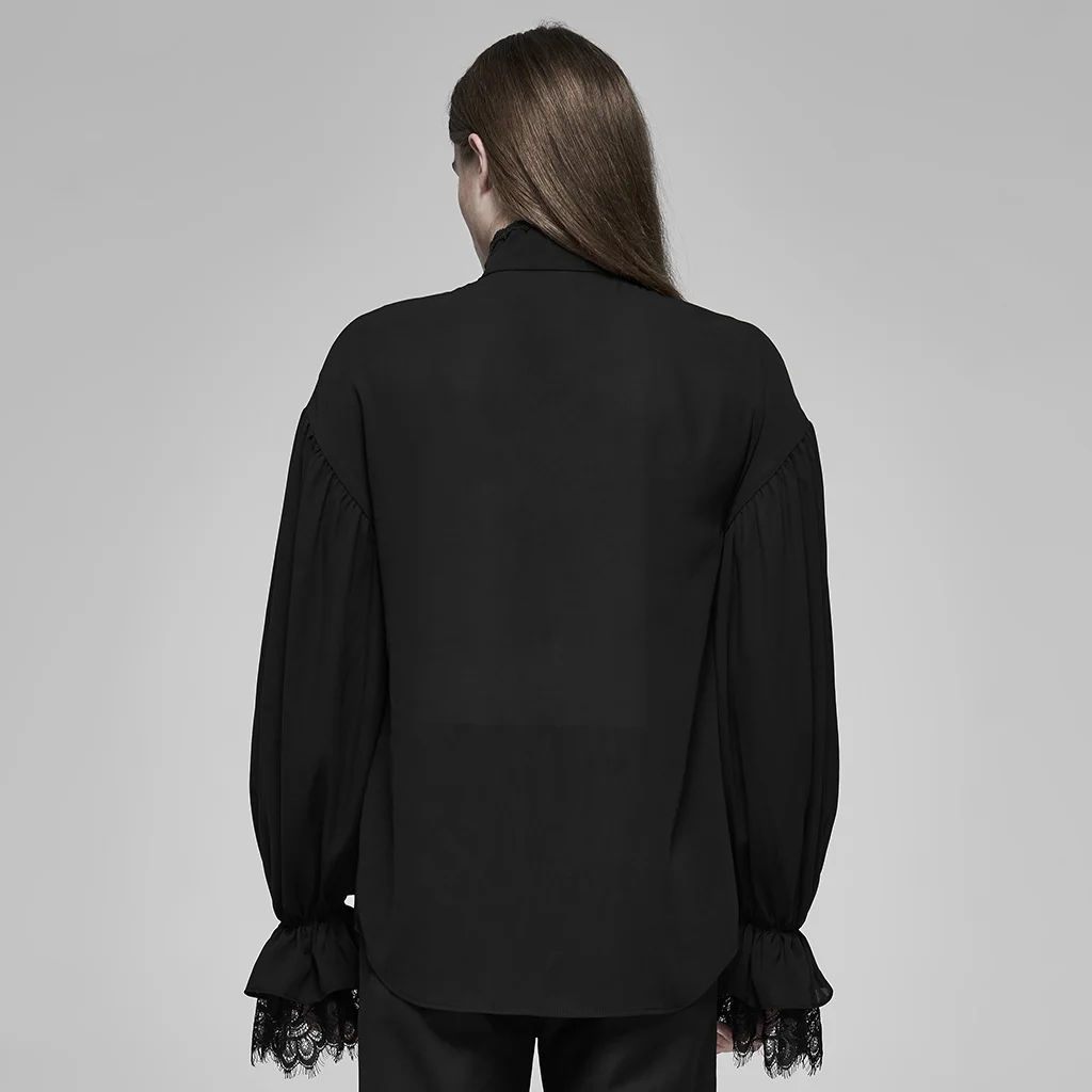 Мужская Прозрачная кружевная рубашка в стиле панк-рейв рококо Готическая блузка