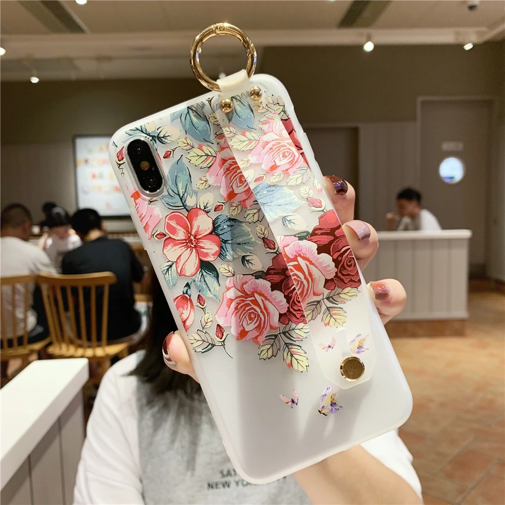 I Для samsung A40 чехол ТПУ с цветочным узором ремешок чехол для телефона для samsung A10 A20 A30 A40S A50 A60 A80 A90 A70 M10 M20 M30 держатель крышки - Цвет: I