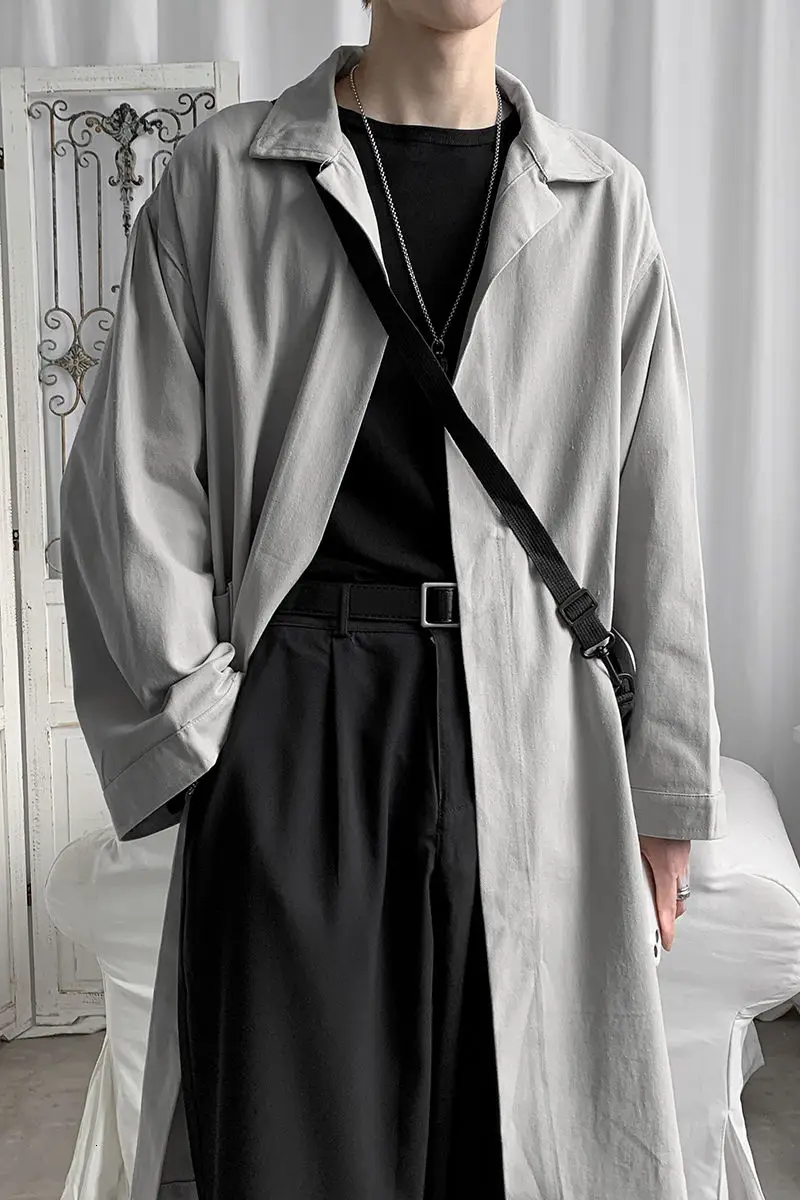 

2020 Autumn And Winter New Youth Popular Men's Loose Solid Color Mid-length Windbreaker Fashion Casual Top Black/grey