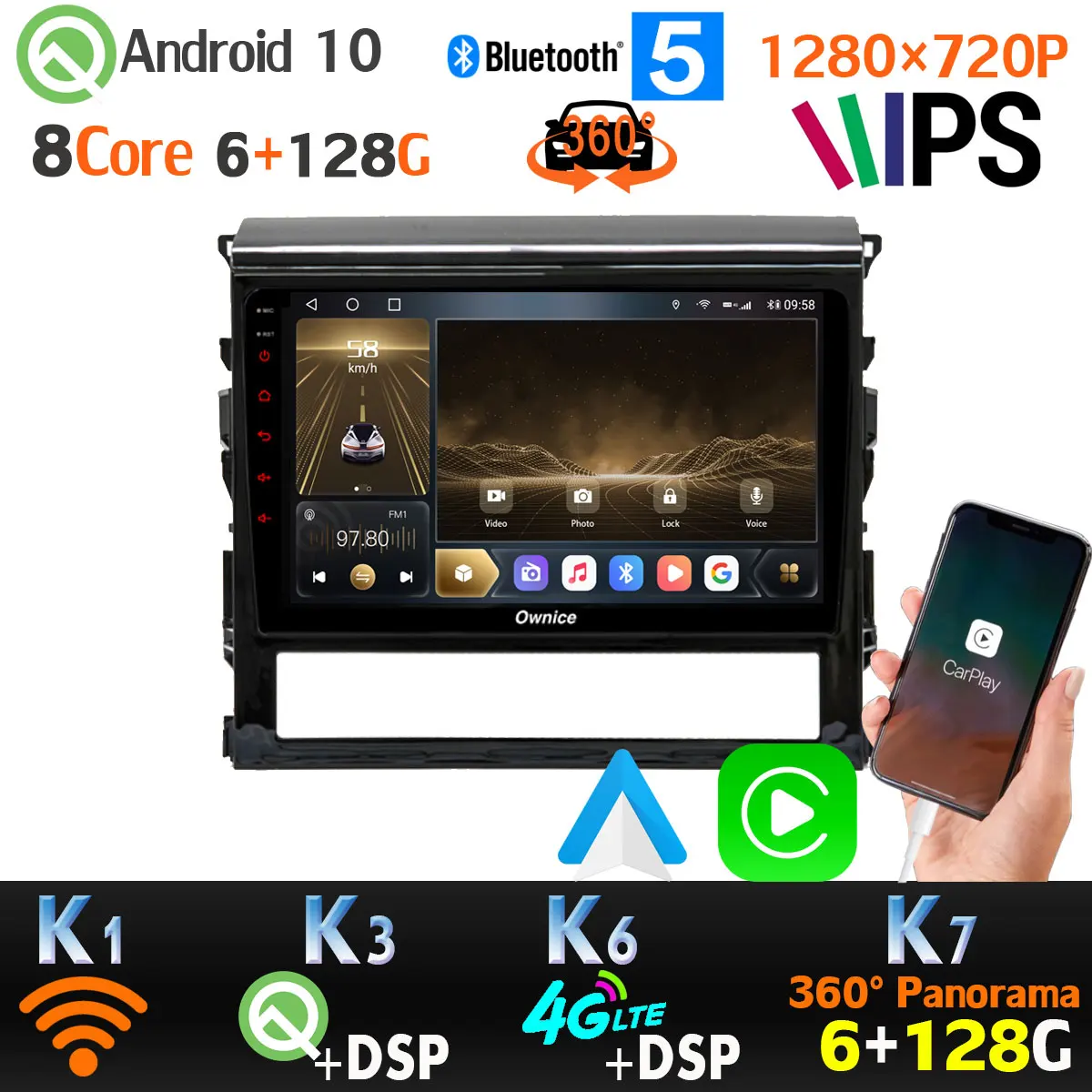 360 панорамная камера Octa Core Android 10 0 6G + 128G SPDIF DSP CarPlay Автомобильный плеер для Toyota Land
