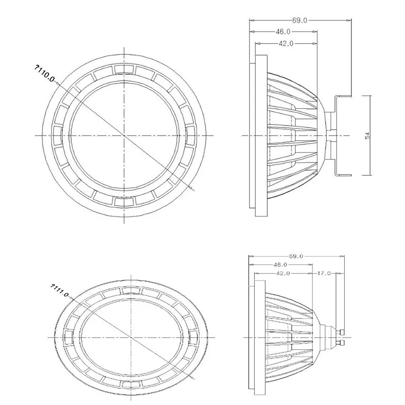 Лампа светодиодная AR111 12 В G53 SMD3030 130 лм/Вт Вт 15 QR111 | Лампы и освещение