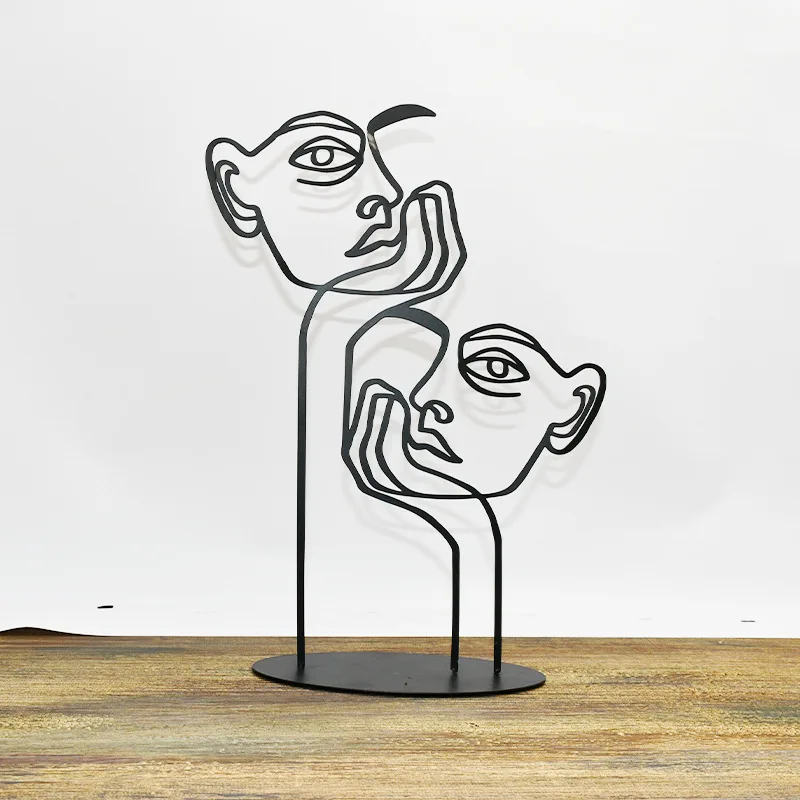 

Abstract Decorative Figures Black Metal Figurine Nordic New Year Gift Bedroom Luxury Table Art Aesthetic Living Room Decoration