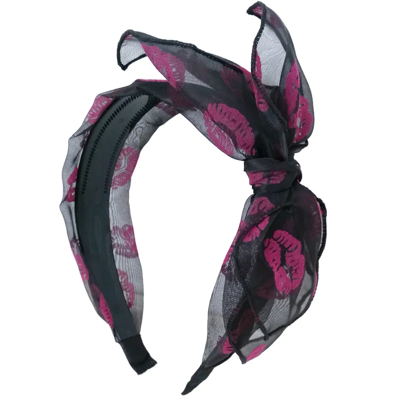 Розовый цвет сексуальный ободок для губ Женская повязка на голову с узлом и