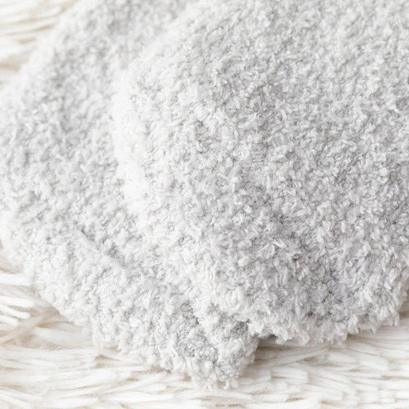 

8 Pairs Unisex Coral Velvet Knee High Socks Leg Warmer Solid Color Cartoon Animal Embroidery Fuzzy Sleeping Stockings