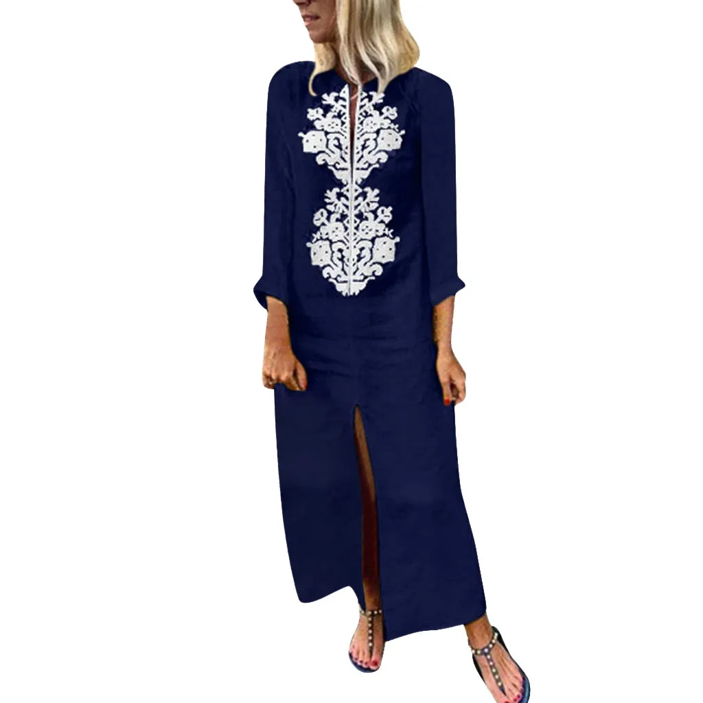 Женское длинное платье с цветочной вышивкой SAGACE винтажное в богемном