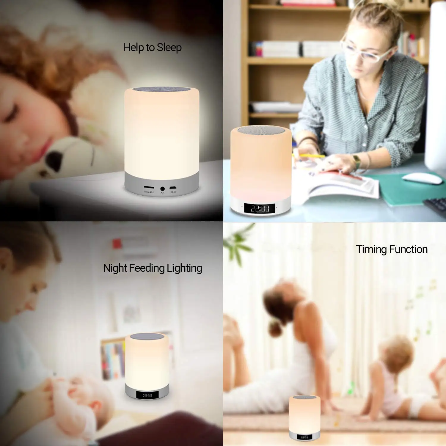 

LED Wireless Bluetooth Speaker Light Portable Player Touch Pat Light Colorful Night Light Bedside Music Player Table Lamp