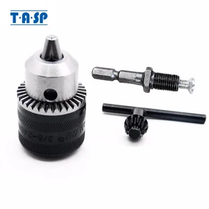 Патрон для дрели TASP с ключом и адаптером, 10 мм, 38 дюйма, 24UNF