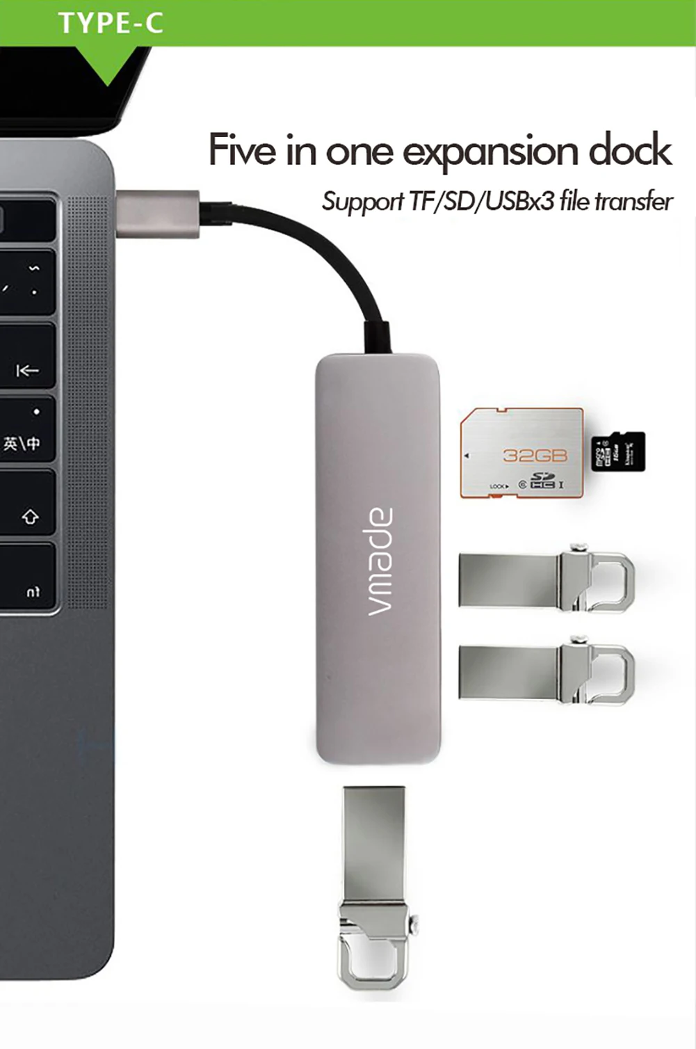

2021 CB08A Type C HUB USB C HUB to Multi USB 3.0 HUB HDMI Adapter Dock for MacBook Pro Huawei Mate 30 USB-C 3.1 Splitter Port