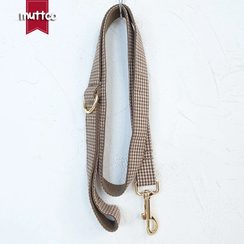 

MUTTCO розничная продажа, классный самодельный собачий ошейник для чихуахуа, пуделя, питбуля, кофе, клетчатый приятный собачий поводок 5 размер...