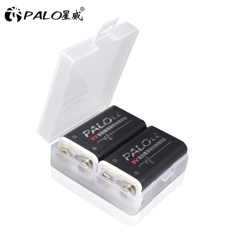 PALO 2pcs 600mAh 9V Li-ion Rechargeable Polymer Lithium Battery For Remote Control Microphone Massager Multimeter Smoke Sensors |