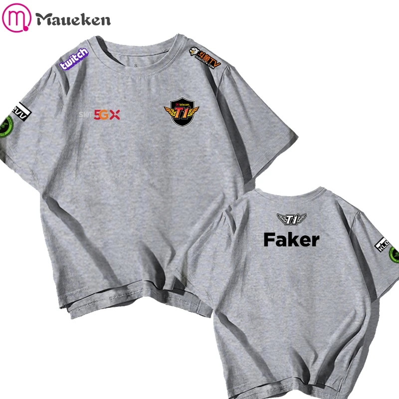 2020 SKT T1 Faker забавная футболка для мужчин 1 рубашка игра с коротким рукавом|Мужские