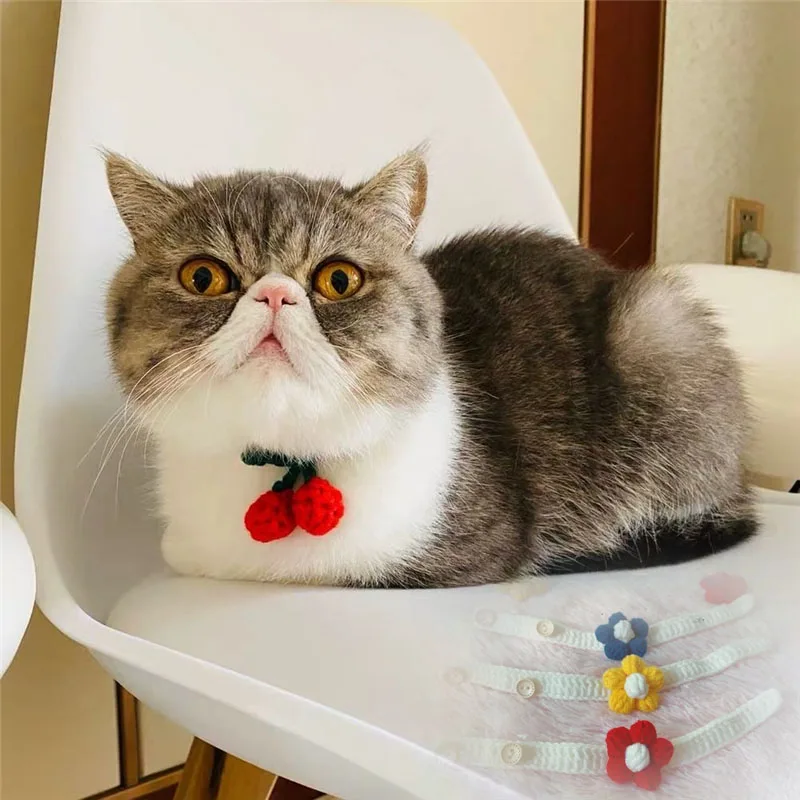 Модный вязаный ошейники для домашних животных Регулируемый собака Кот воротники