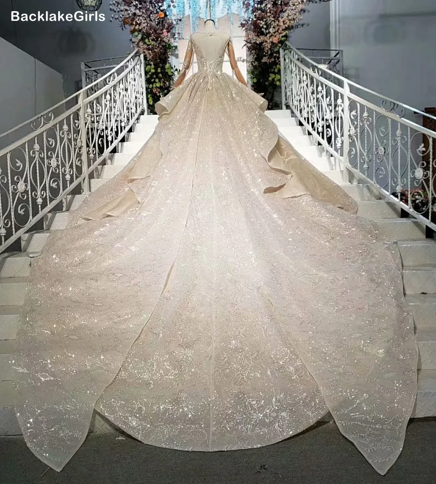 Vestido De Noiva 2020 элегантное кружевное свадебное платье с длинным рукавом и круглым