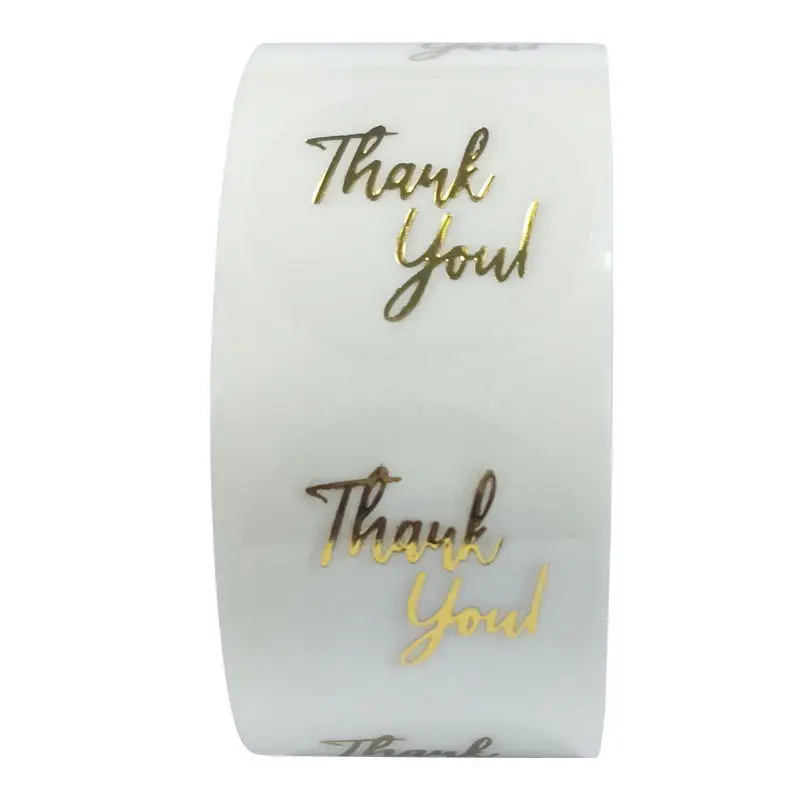 

100/500pcs Labels 1inch Clear Gold Foil Thank You Stickers For Wedding Pretty Gift Cards Envelope Sealing Label Stickers