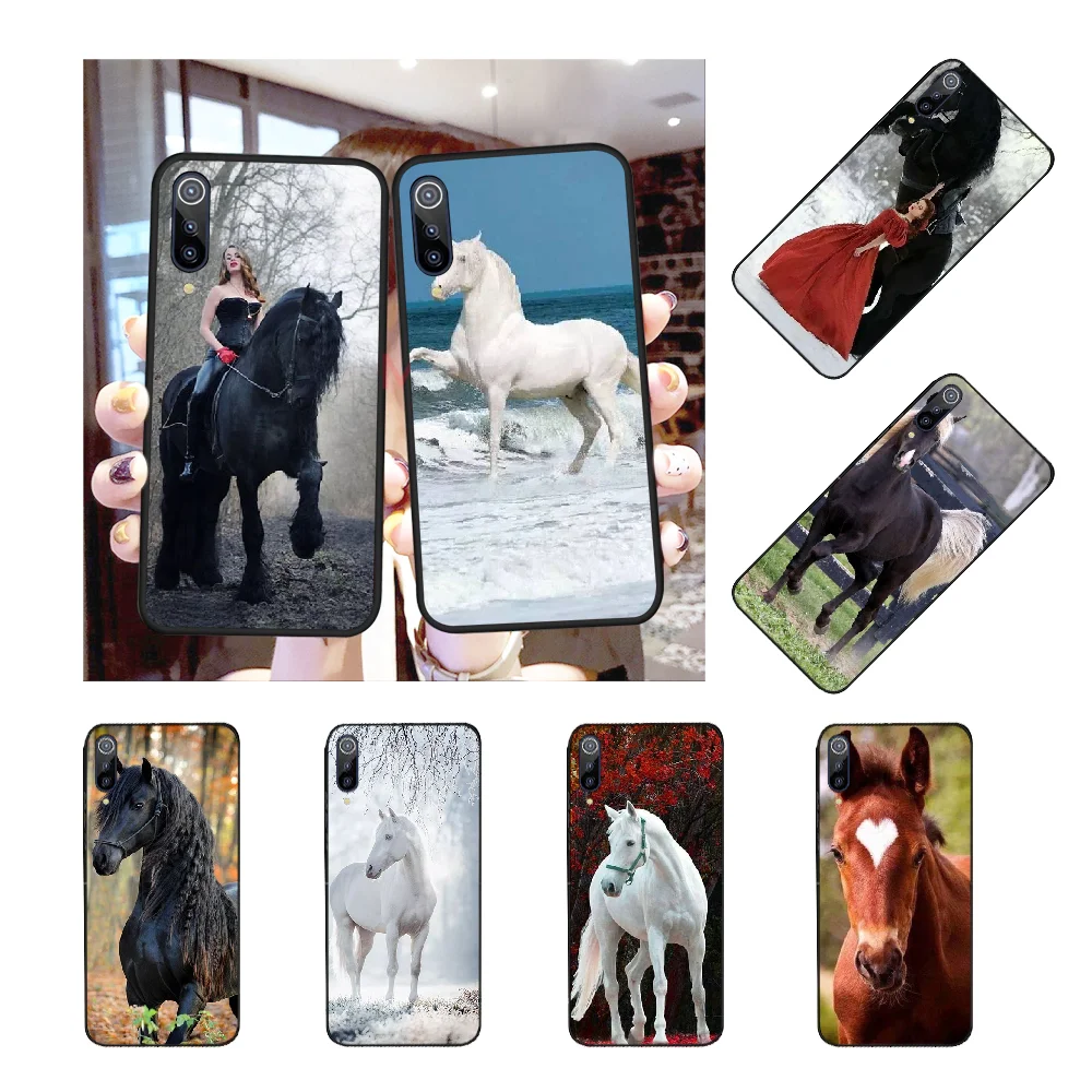 Горячая Распродажа красивый чехол в виде лошади черный мягкий для телефона Redmi Note