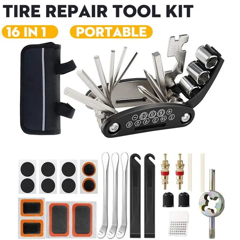 

16 в 1 Набор инструментов для ремонта горного велосипеда MTB Велоспорт портативная розетка фотогайка ключ для ремонта шин автомобильный набор...
