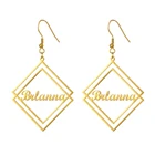 Индивидуальные серьги Sherman неправильной формы с именем, женские модные золотые серьги из нержавеющей стали, подарки для девочек