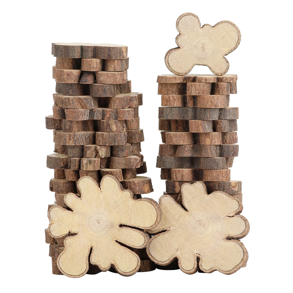 

20Pcs/Pack 3-5cm Diameter 0.5cm Thick Deformity Natural Wooden Slices With Tree Bark DIY Crafts Materials Unfinished Wood Decor