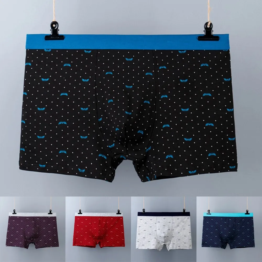 

Men's Sexy Boxer Large Size Printed Mid-Waist Underwear Comfortable Fashion Breathable Underpants 3D Pouch Shorts Male Panties
