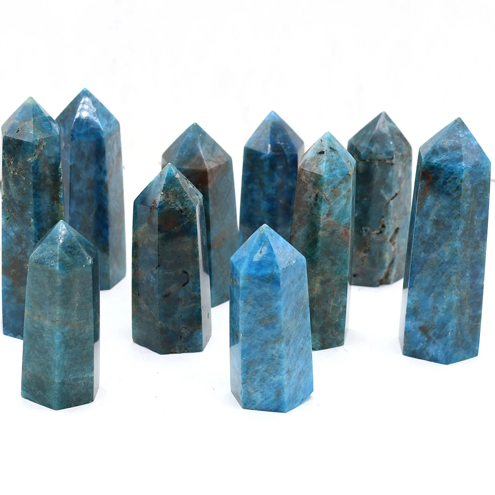 

Natural Apatite Crystal Point Wand Healing Quartz Meditation Chakra Tower Reiki Polished Gem Home Decoration Collection Crafts