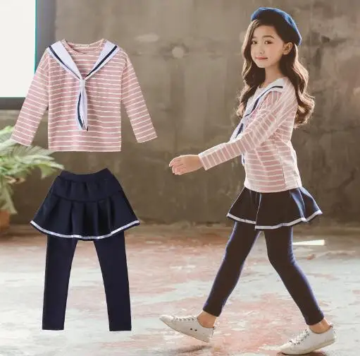 Комплект одежды для девочек-подростков кофта с капюшоном и юбка штаны спортивный